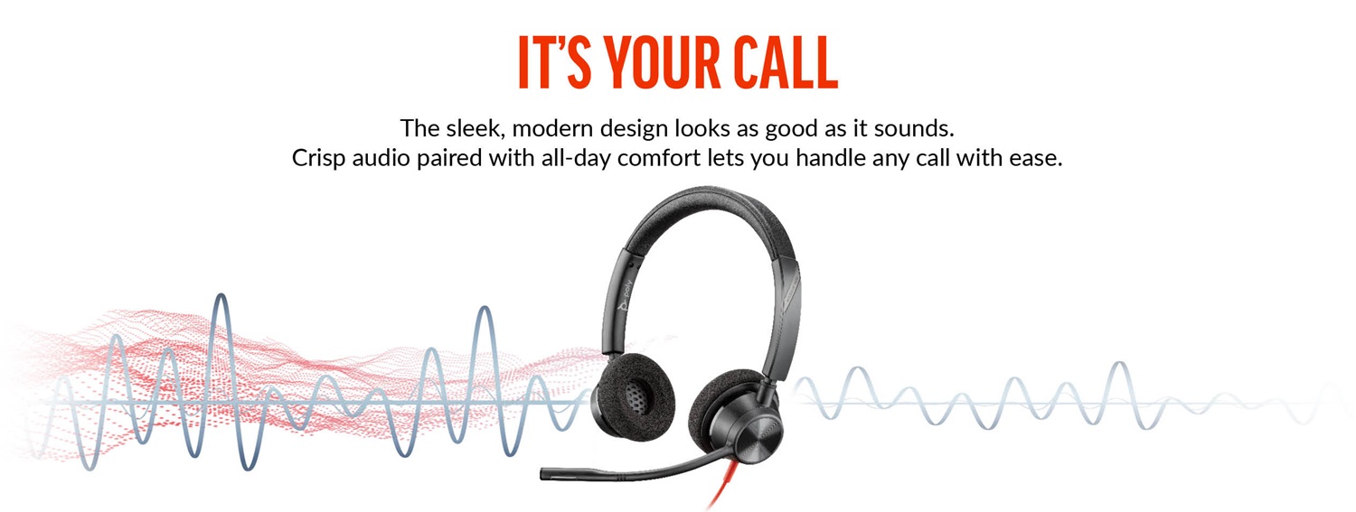 Poly Blackwire 8225 USB-C / 3.5mm 有線 両耳 ヘッドセット アクティブノイズキャンセル Acous